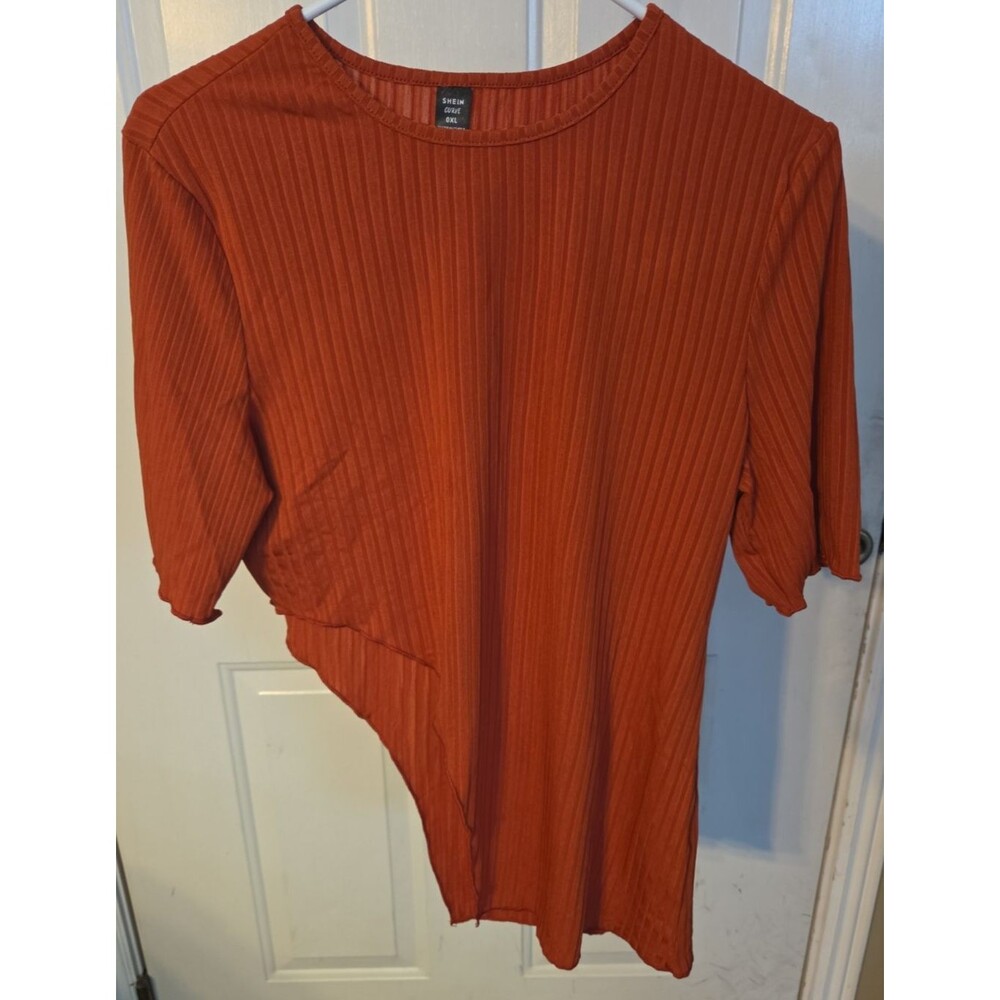 Shein Asymetrical Hem Blouse Size OXL Burnt Orange New